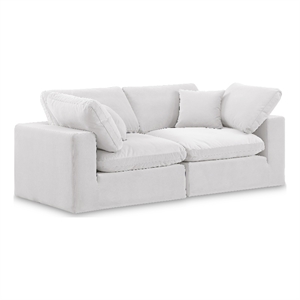 Bowery Hill Contemporary Soft Cream Velvet 2-Piece Modular Sofa