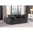 Bowery Hill Contemporary Black Vegan Leather 2-Piece Modular Sofa