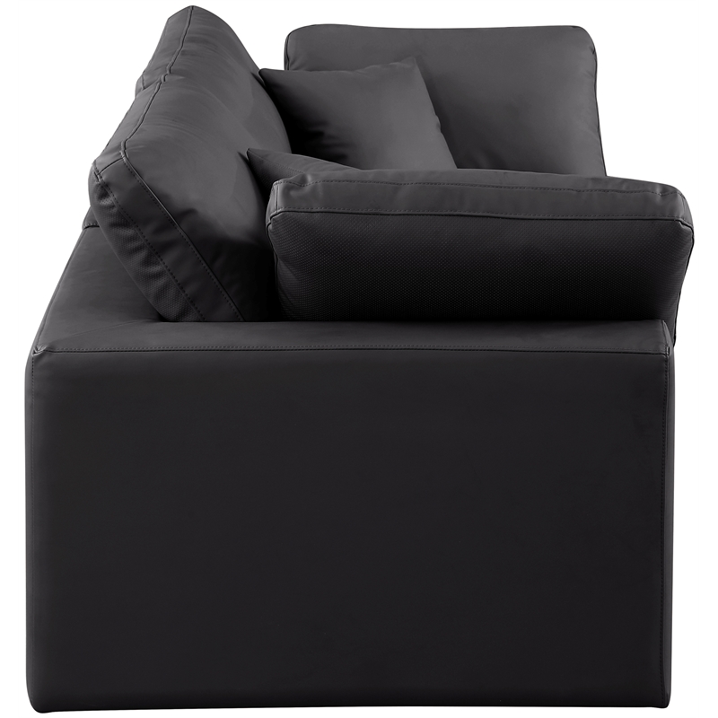 Bowery Hill Contemporary Black Vegan Leather 2-Piece Modular Sofa