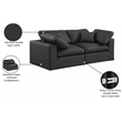 Bowery Hill Contemporary Black Vegan Leather 2-Piece Modular Sofa