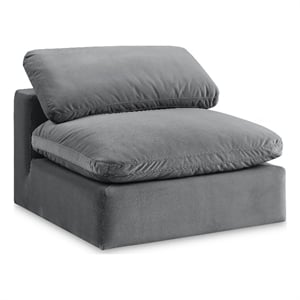 Bowery Hill Contemporary Soft Grey Durable Velvet Armless Chair