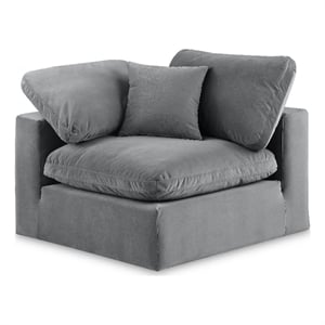 Bowery Hill Contemporary Soft Grey Durable Velvet Corner Chair