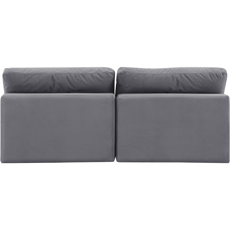 Bowery Hill Contemporary Soft Grey Velvet 2-Piece Modular Sofa