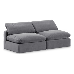 Bowery Hill Contemporary Soft Grey Velvet 2-Piece Modular Sofa