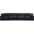 Bowery Hill Upholstered Black Linen Textured Fabric 4-Piece Modular Sofa