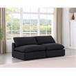 Bowery Hill Upholstered Black Linen Textured Fabric 2-Piece Modular Sofa