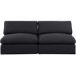 Bowery Hill Upholstered Black Linen Textured Fabric 2-Piece Modular Sofa