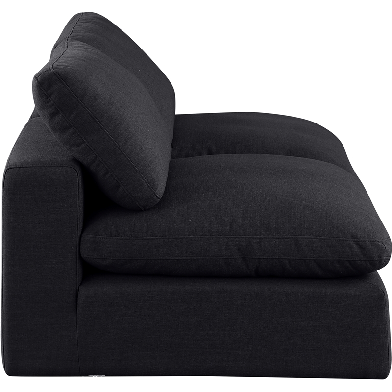 Bowery Hill Upholstered Black Linen Textured Fabric 2-Piece Modular Sofa