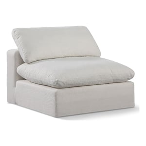 Bowery Hill Contemporary Upholstered Cream Linen Textured Fabric Armless Chair