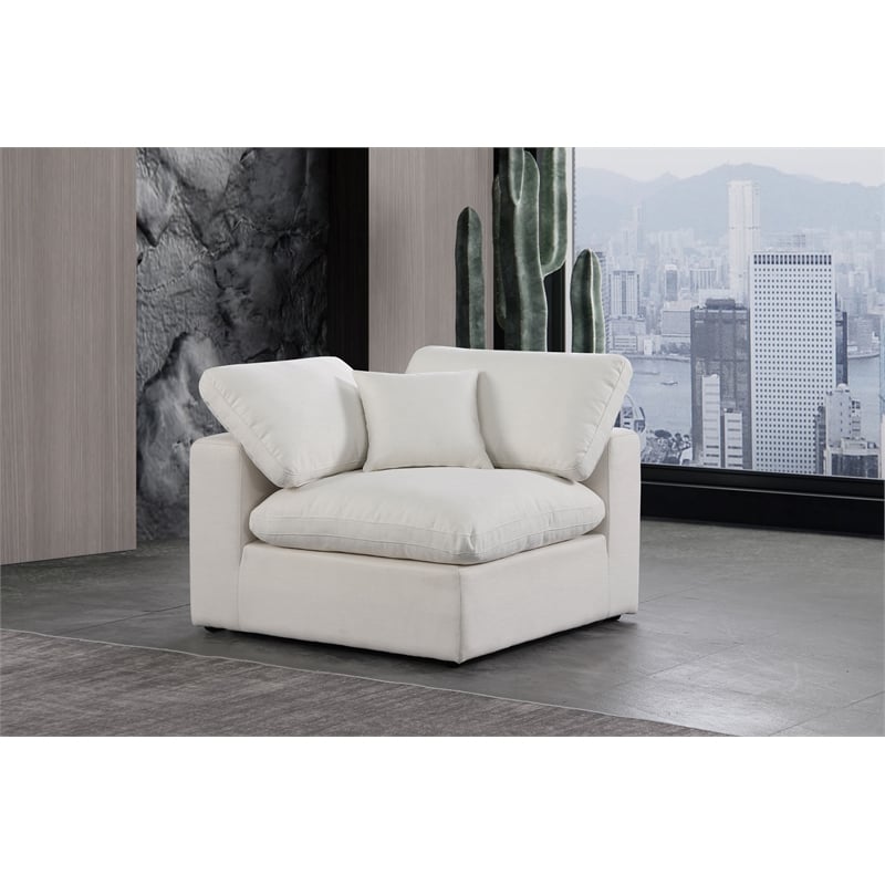 Bowery Hill Contemporary Upholstered Cream Linen Textured Fabric Corner Chair