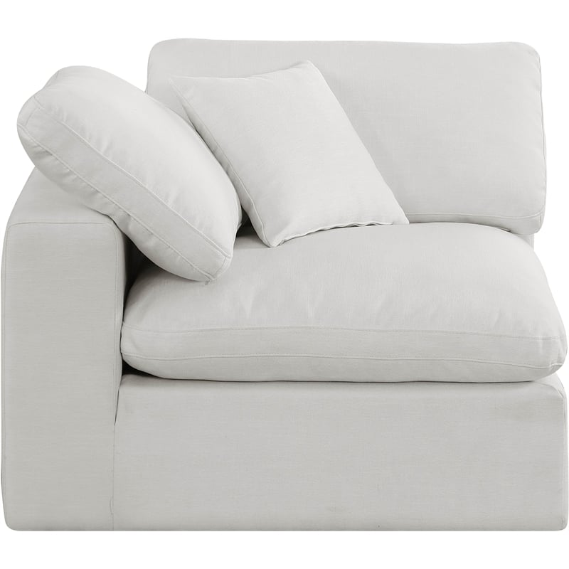 Bowery Hill Contemporary Upholstered Cream Linen Textured Fabric Corner Chair