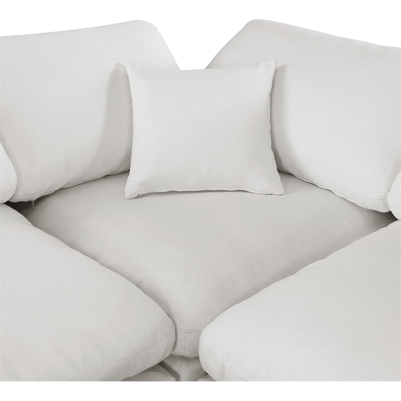 Bowery Hill Contemporary Upholstered Cream Linen Textured Fabric Corner Chair