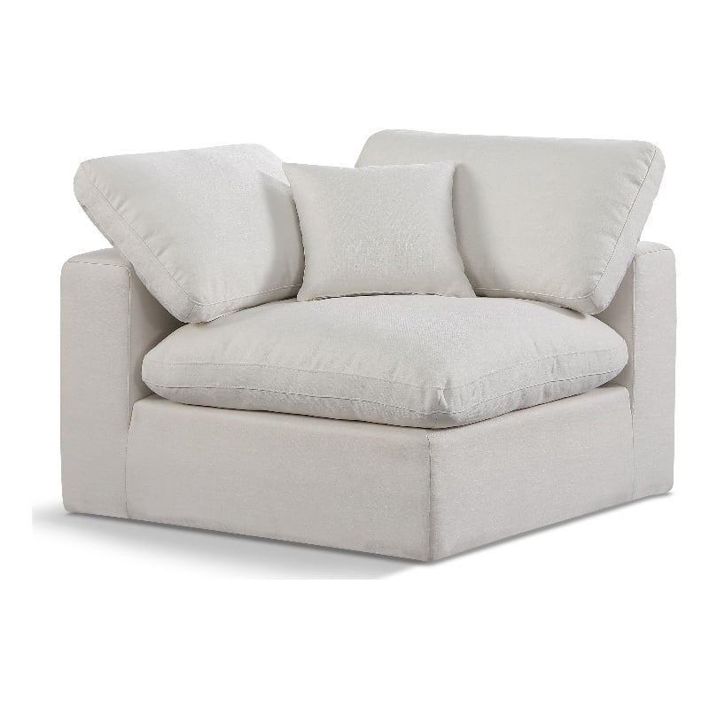 Bowery Hill Contemporary Upholstered Cream Linen Textured Fabric Corner Chair