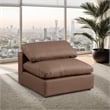 Bowery Hill Contemporary Soft Brown Vegan Leather Armless Chair
