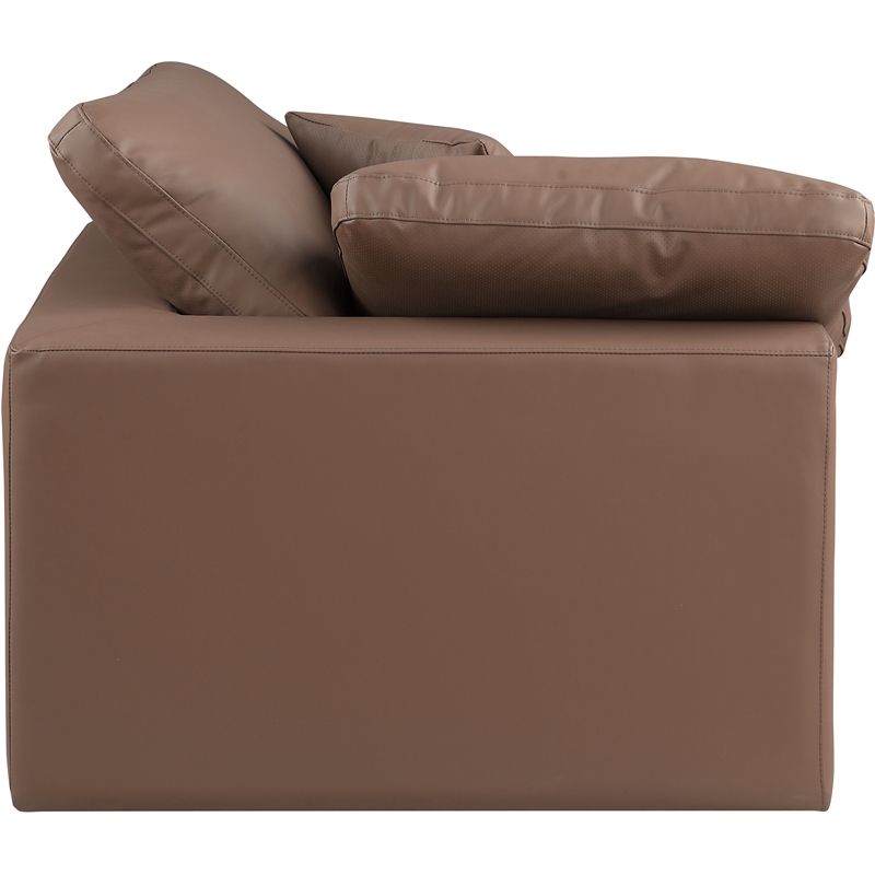 Bowery Hill Contemporary Soft Brown Vegan Leather Corner Chair