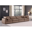 Bowery Hill Contemporary Brown Vegan Leather 4-Piece Modular Sofa