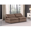 Bowery Hill Contemporary Brown Vegan Leather 2-Piece Modular Sofa