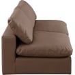 Bowery Hill Contemporary Brown Vegan Leather 2-Piece Modular Sofa