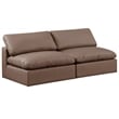 Bowery Hill Contemporary Brown Vegan Leather 2-Piece Modular Sofa