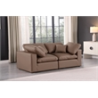 Bowery Hill Contemporary Brown Vegan Leather 2-Piece Modular Sofa