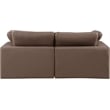 Bowery Hill Contemporary Brown Vegan Leather 2-Piece Modular Sofa