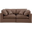 Bowery Hill Contemporary Brown Vegan Leather 2-Piece Modular Sofa