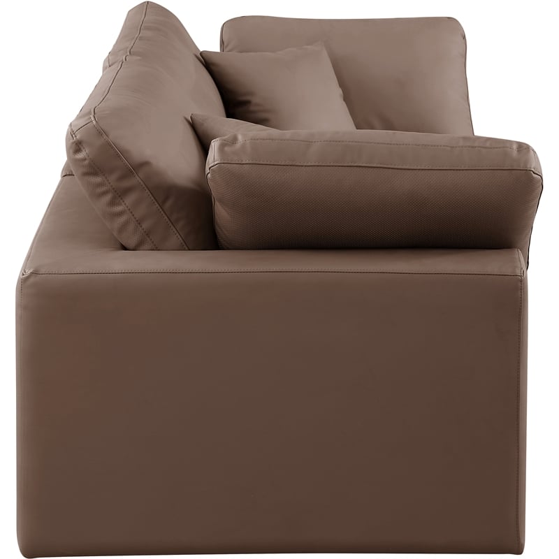 Bowery Hill Contemporary Brown Vegan Leather 2-Piece Modular Sofa