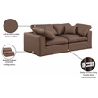 Bowery Hill Contemporary Brown Vegan Leather 2-Piece Modular Sofa