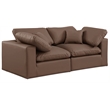 Bowery Hill Contemporary Brown Vegan Leather 2-Piece Modular Sofa