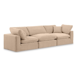 Bowery Hill Contemporary Soft Beige Velvet 3-Piece Modular Sofa