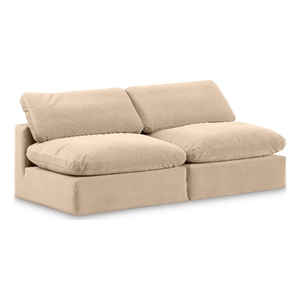 Bowery Hill Contemporary Soft Beige Velvet 2-Piece Modular Sofa