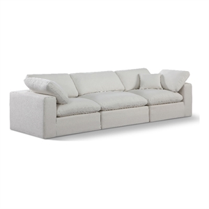 Bowery Hill Upholstered Cream Linen Textured Fabric 3-Piece Modular Sofa