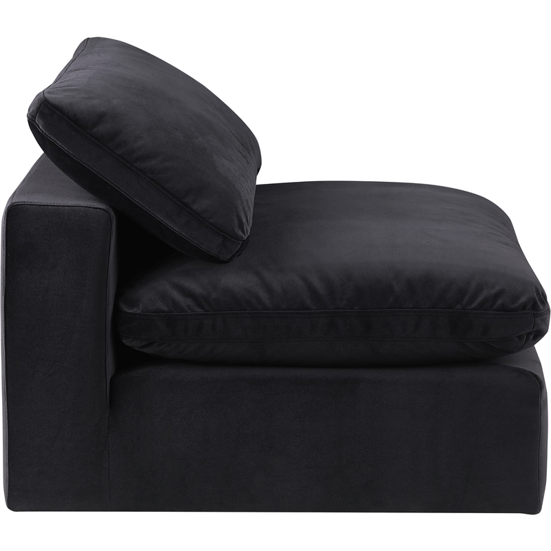 Bowery Hill Contemporary Soft Black Durable Velvet Armless Chair