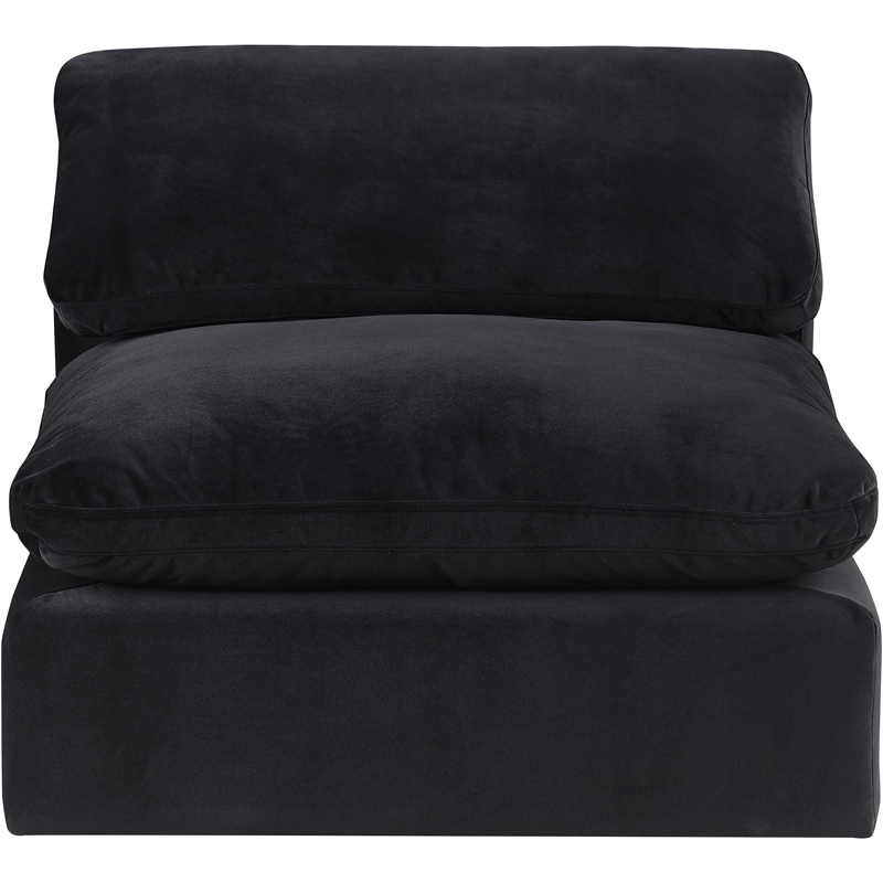 Bowery Hill Contemporary Soft Black Durable Velvet Armless Chair