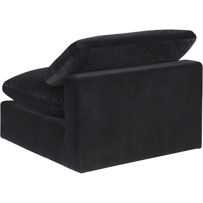 Bowery Hill Contemporary Soft Black Durable Velvet Armless Chair