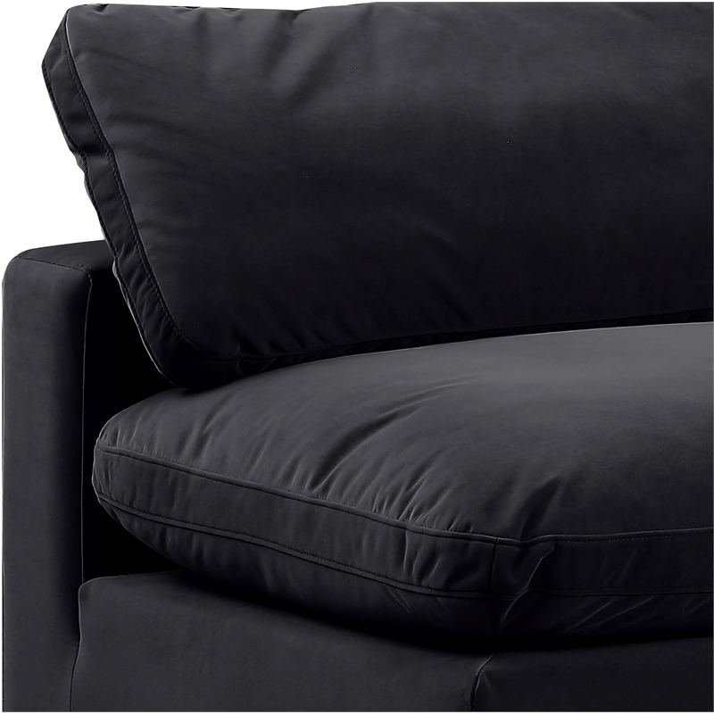 Bowery Hill Contemporary Soft Black Durable Velvet Armless Chair