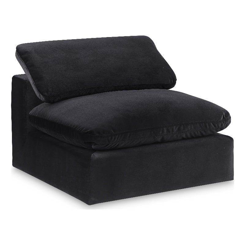 Bowery Hill Contemporary Soft Black Durable Velvet Armless Chair