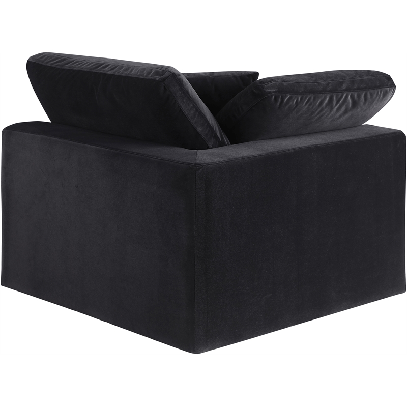 Bowery Hill Contemporary Soft Black Durable Velvet Corner Chair