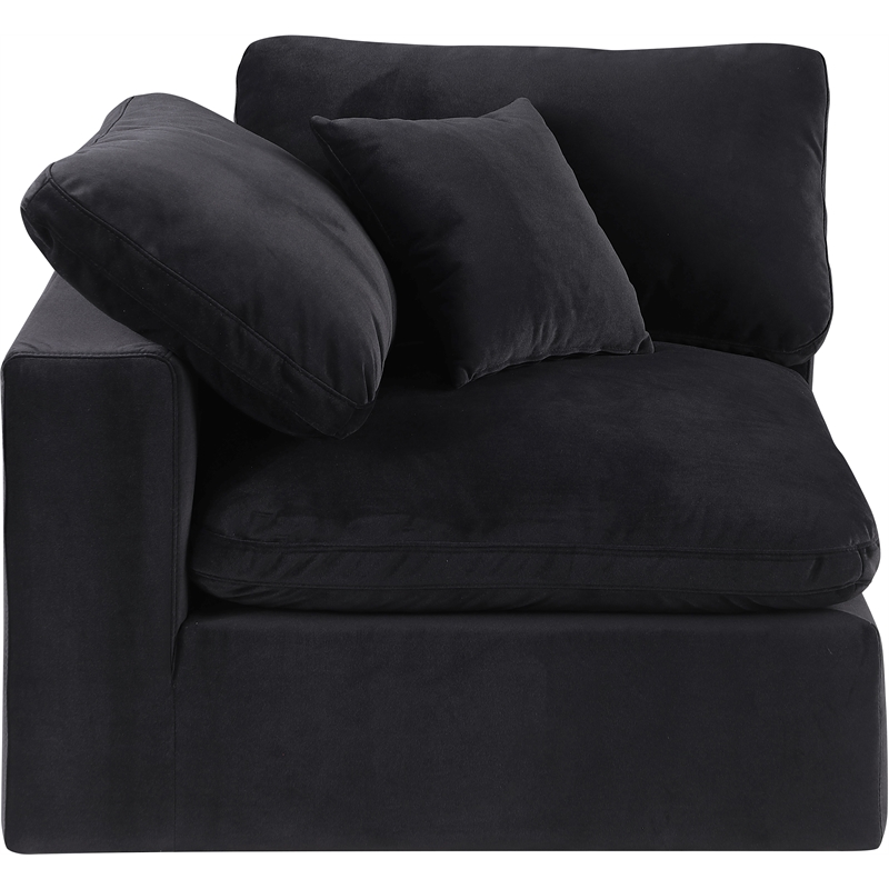 Bowery Hill Contemporary Soft Black Durable Velvet Corner Chair
