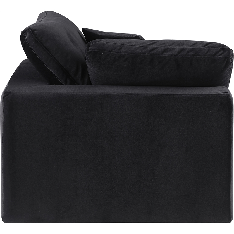 Bowery Hill Contemporary Soft Black Durable Velvet Corner Chair