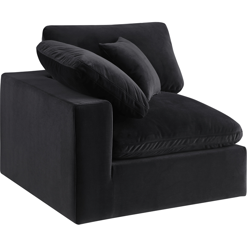 Bowery Hill Contemporary Soft Black Durable Velvet Corner Chair