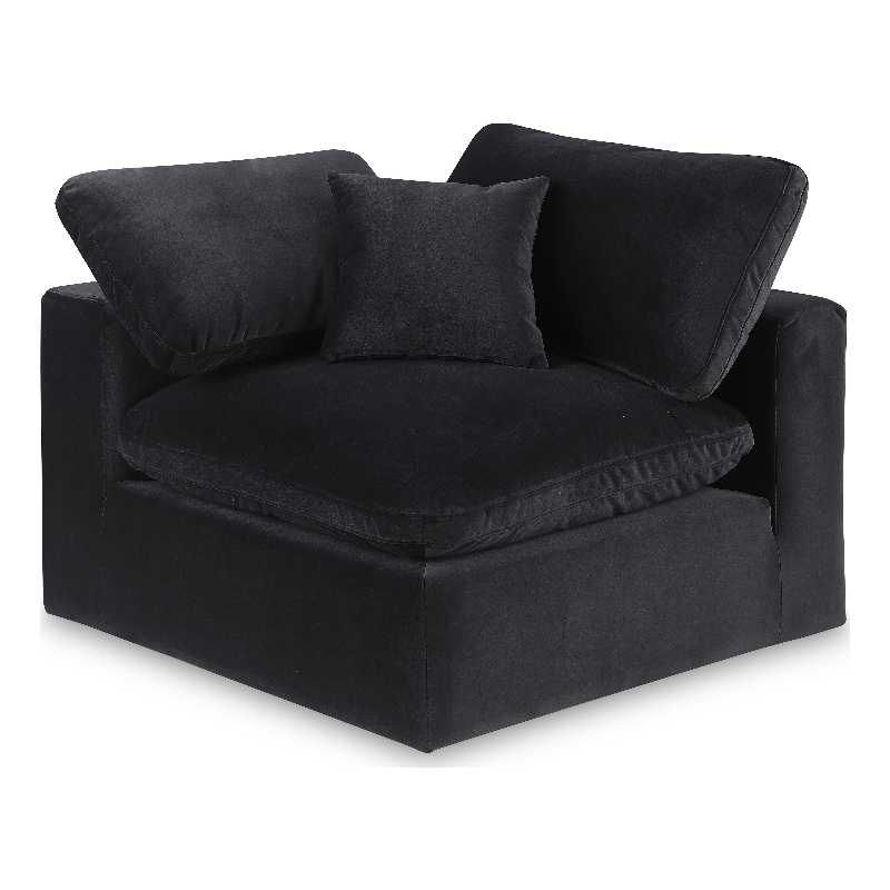Bowery Hill Contemporary Soft Black Durable Velvet Corner Chair