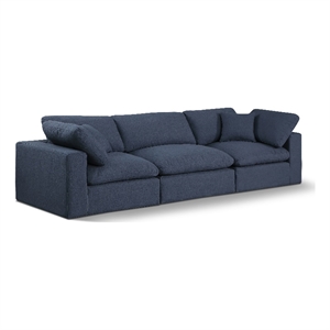Bowery Hill Upholstered Navy Linen Textured Fabric 3-Piece Modular Sofa