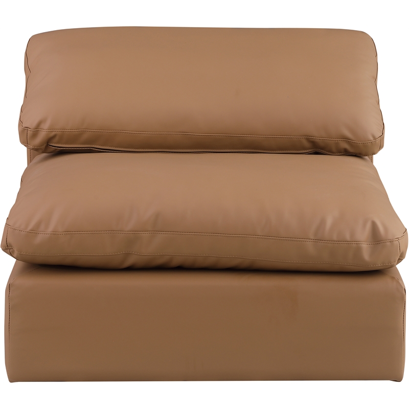 Bowery Hill Contemporary Soft Cognac Vegan Leather Armless Chair