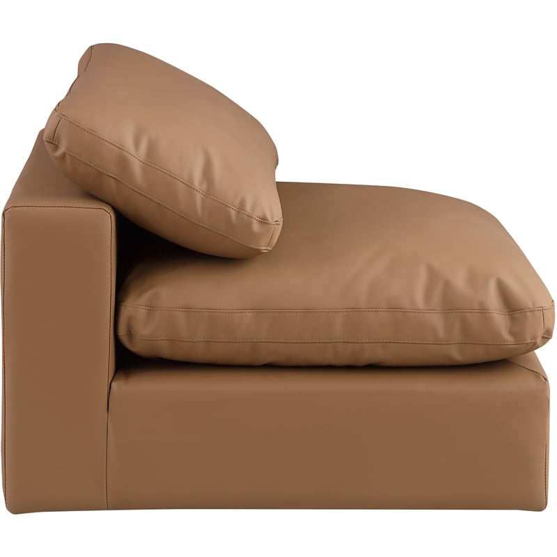 Bowery Hill Contemporary Soft Cognac Vegan Leather Armless Chair