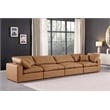 Bowery Hill Contemporary Cognac Vegan Leather 4-Piece Modular Sofa
