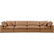 Bowery Hill Contemporary Cognac Vegan Leather 4-Piece Modular Sofa