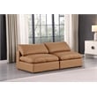 Bowery Hill Contemporary Cognac Vegan Leather 2-Piece Modular Sofa