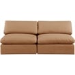 Bowery Hill Contemporary Cognac Vegan Leather 2-Piece Modular Sofa