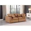 Bowery Hill Contemporary Cognac Vegan Leather 2-Piece Modular Sofa